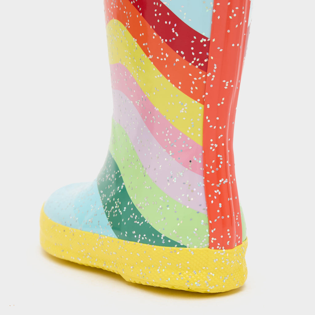 Original First Glitter Wellington Boots Rainbow