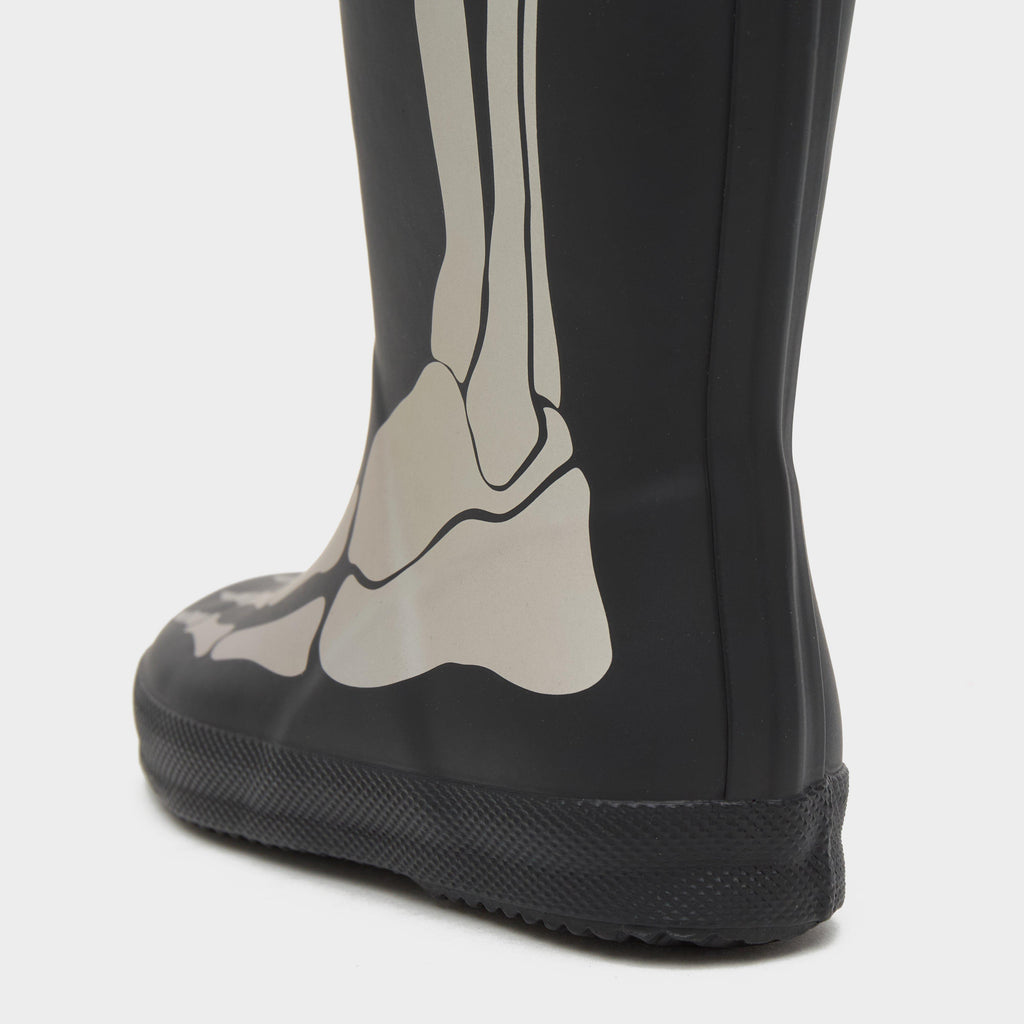 Kids First Classic Reflective Skeleton Wellington Boots Black