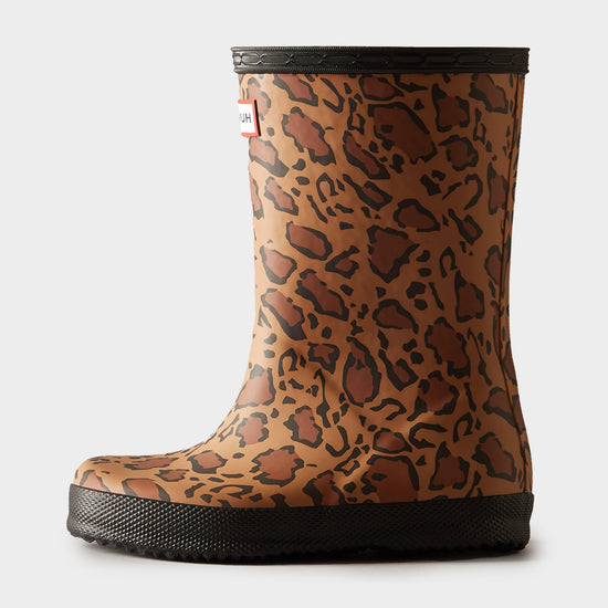 Kids First Classic Leopard Print Wellington Boots Brown