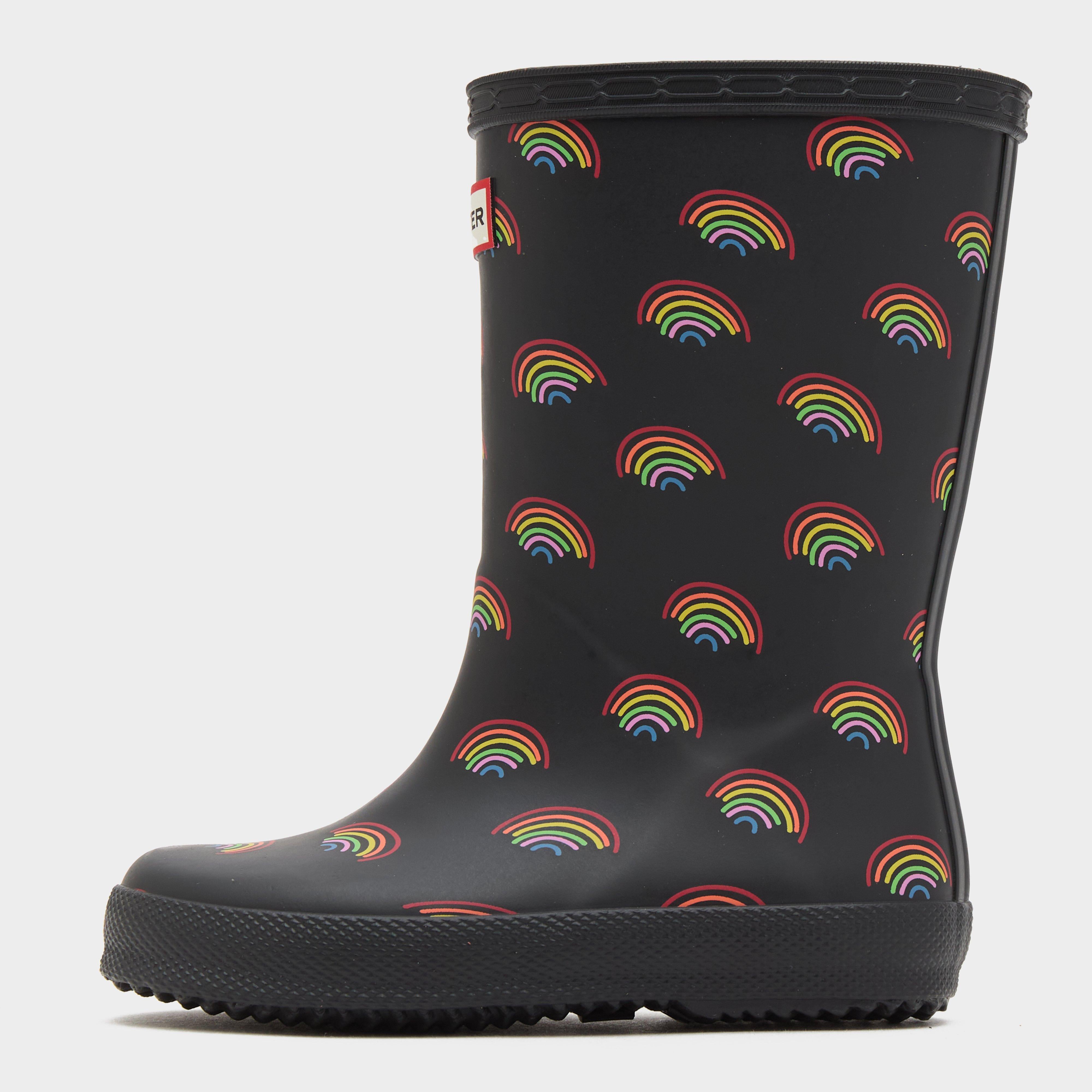Kids Original First Rainbow Print Wellington Boots Black