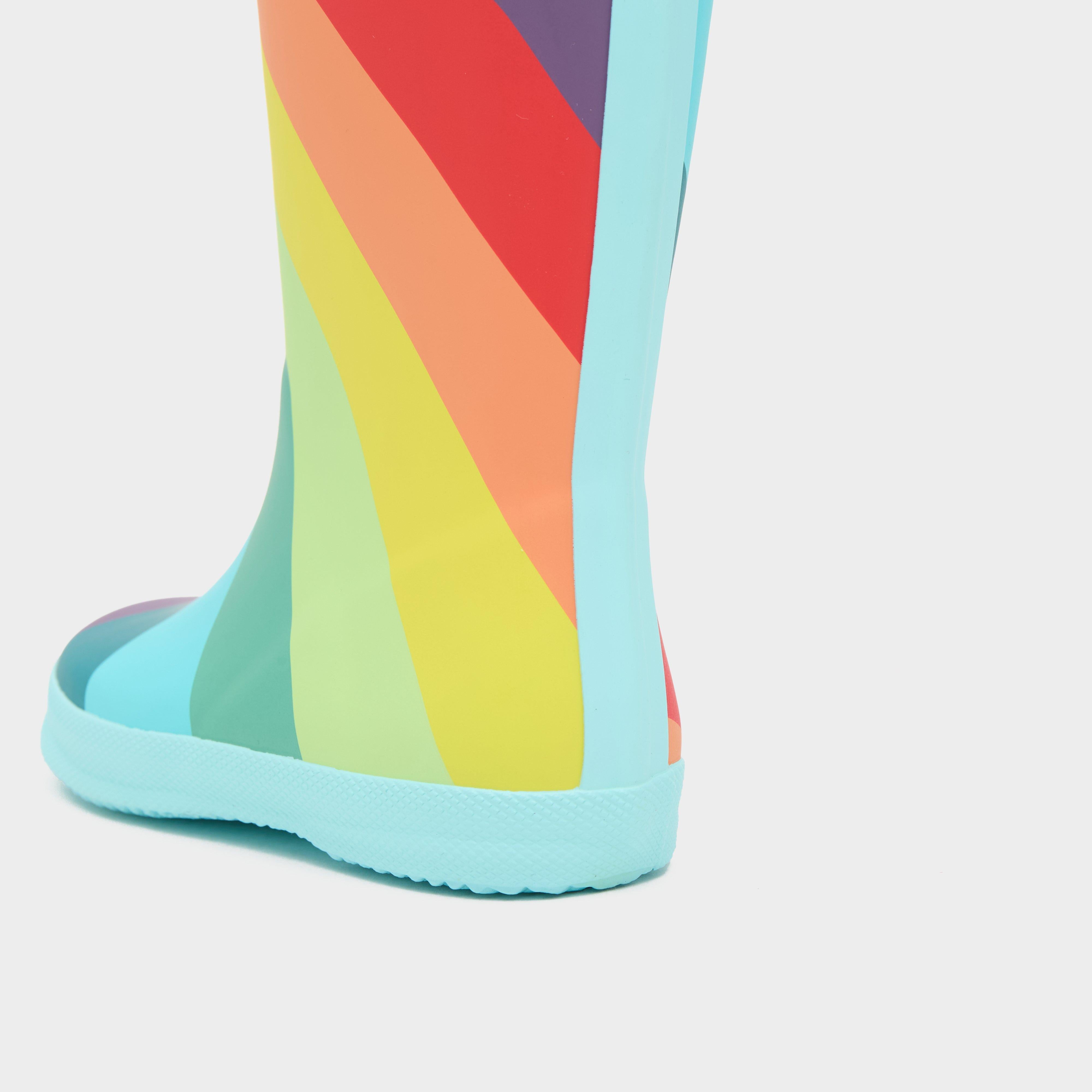 Kids First Classic Rainbow Wellington Boots Blue Rainbow Stripe
