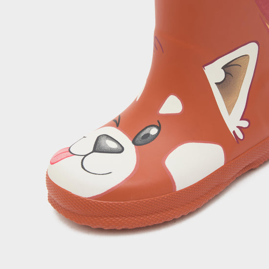 Kids First Classic Panda Wellington Boots Red Panda Face