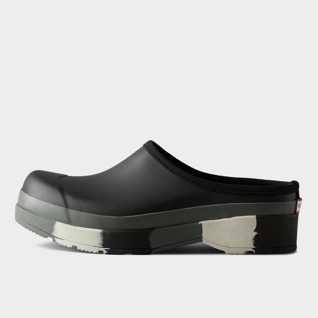 Mens Original Striped Sole Play Rubber Clogs Black/White Willow/Urban