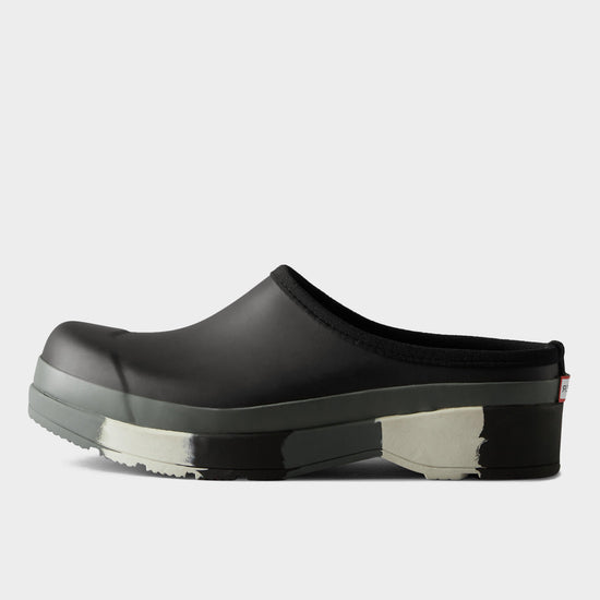 Mens Original Striped Sole Play Rubber Clogs Black/White Willow/Urban