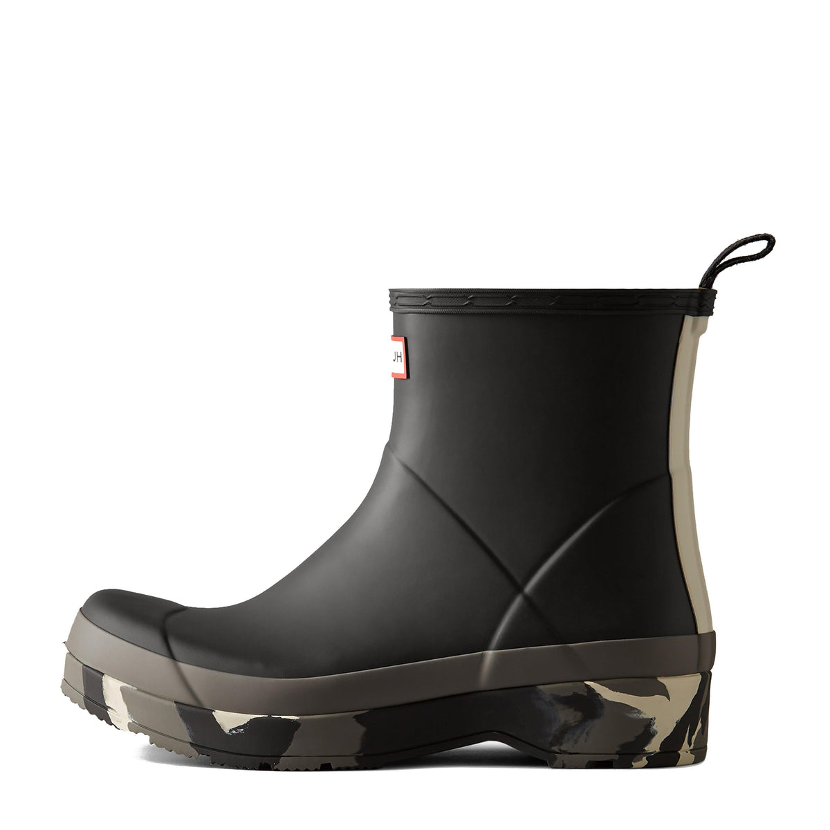 Mens Play Short Camo Sole Rain Wellington Boots Black/Sheer/Shaded White