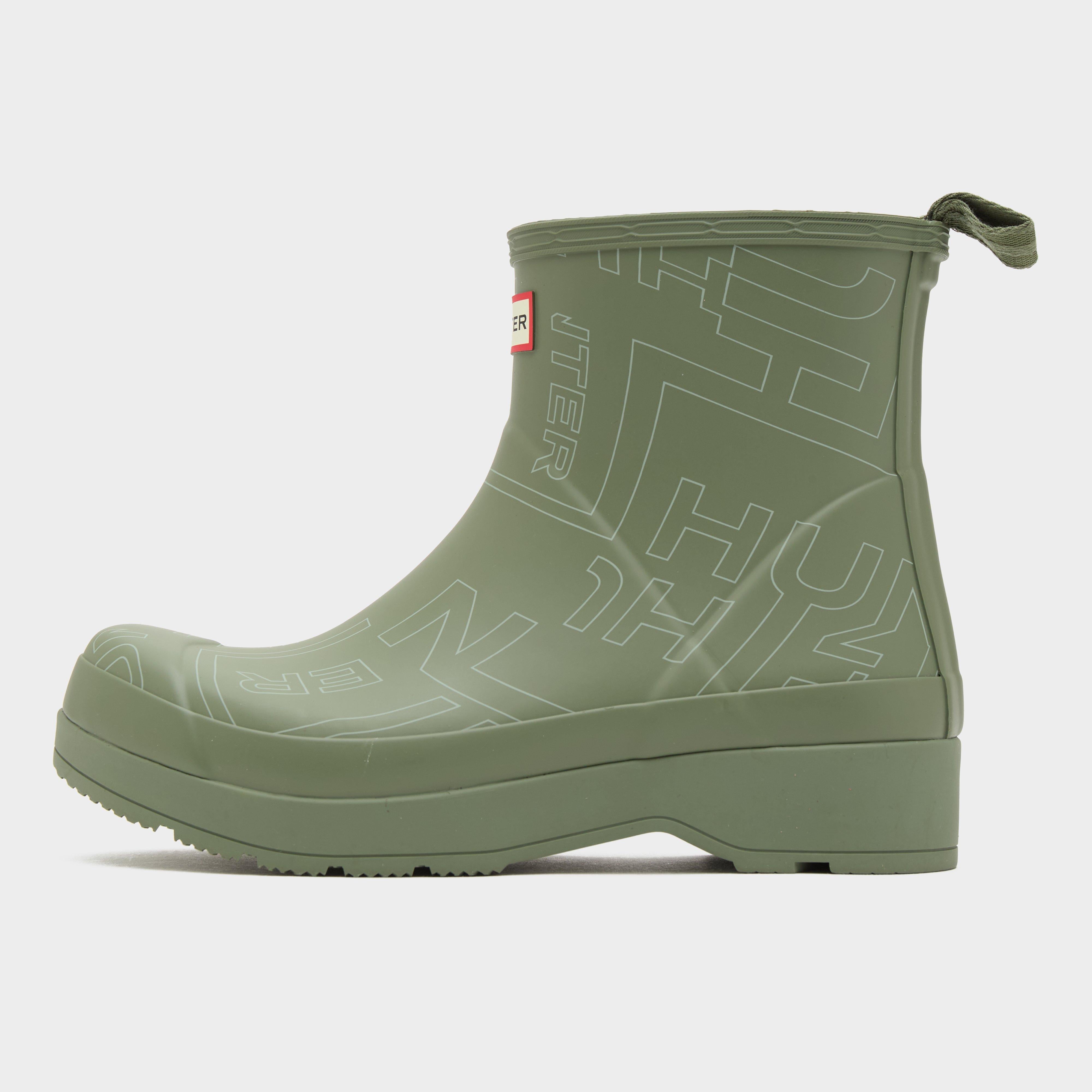 Mens Play Short Neoprene Wellington Boots Green