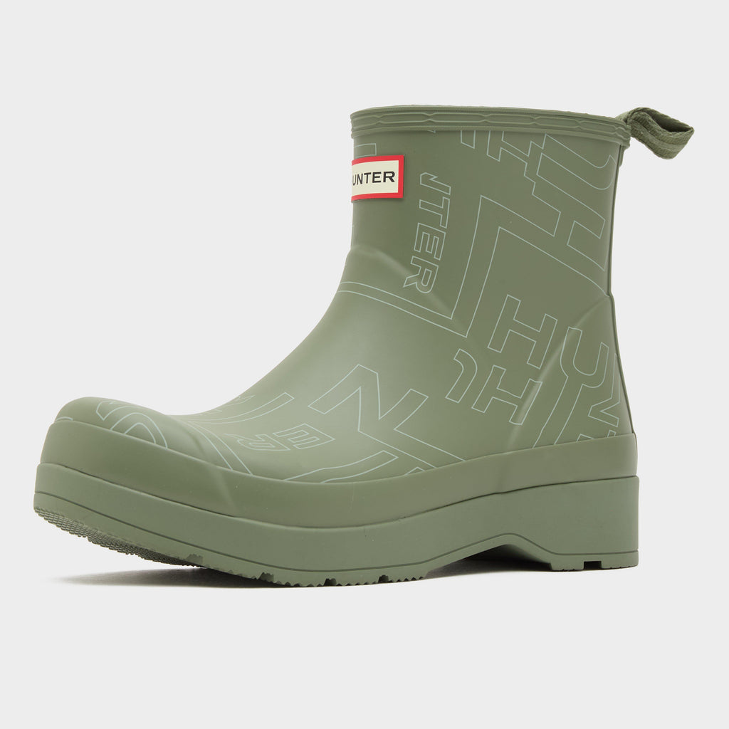 Mens Play Short Neoprene Wellington Boots Green