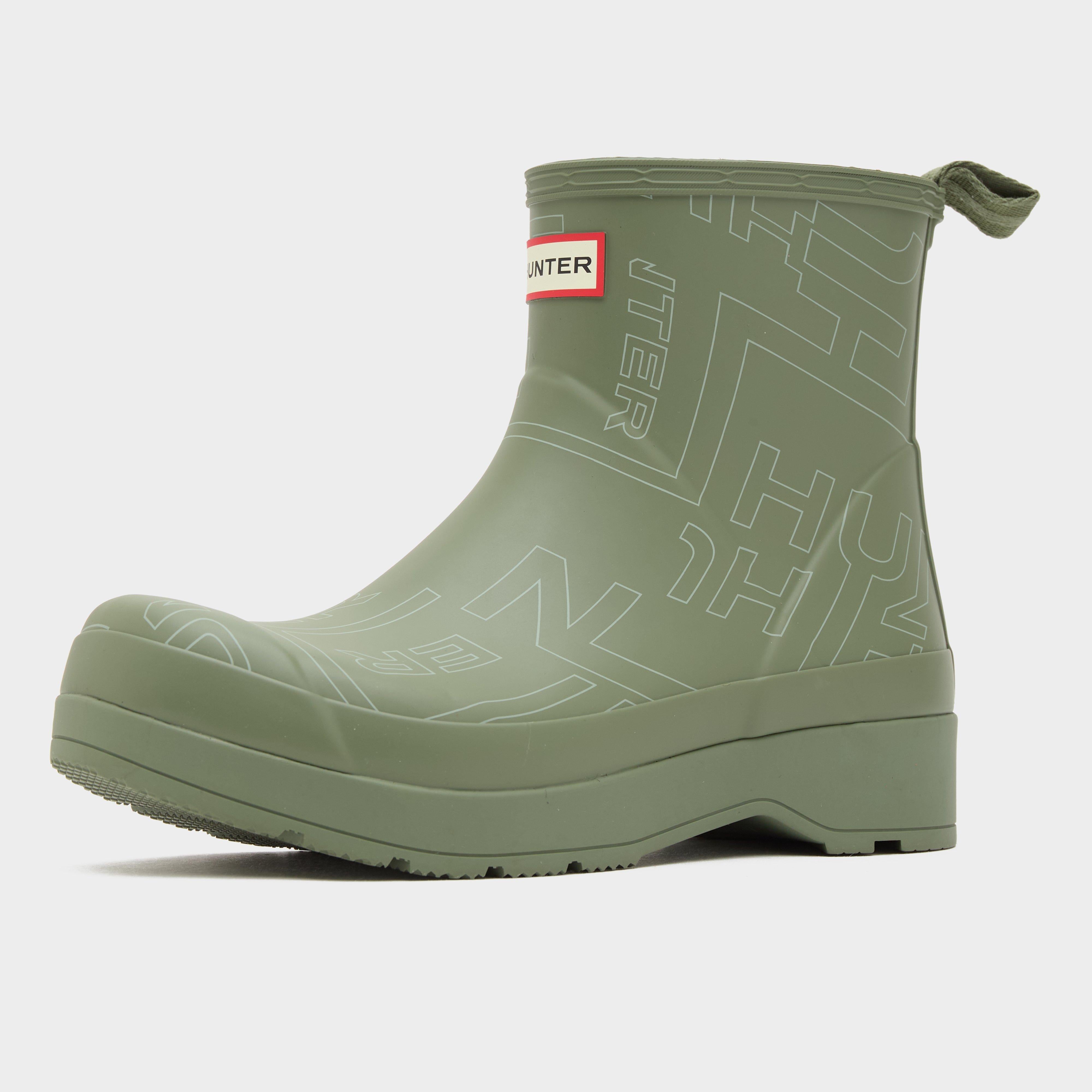 Mens Play Short Neoprene Wellington Boots Green
