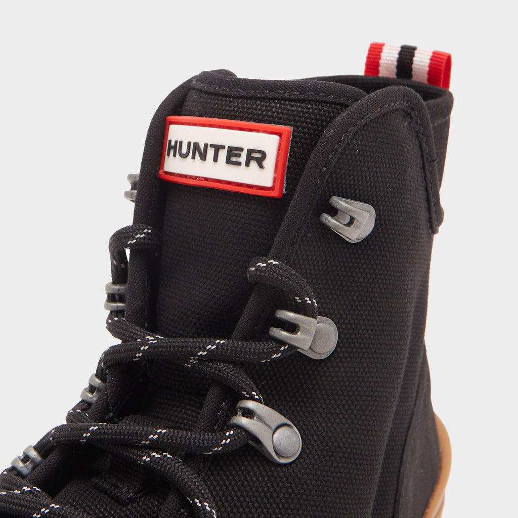 Mens Canvas Desert Commando Boots Black