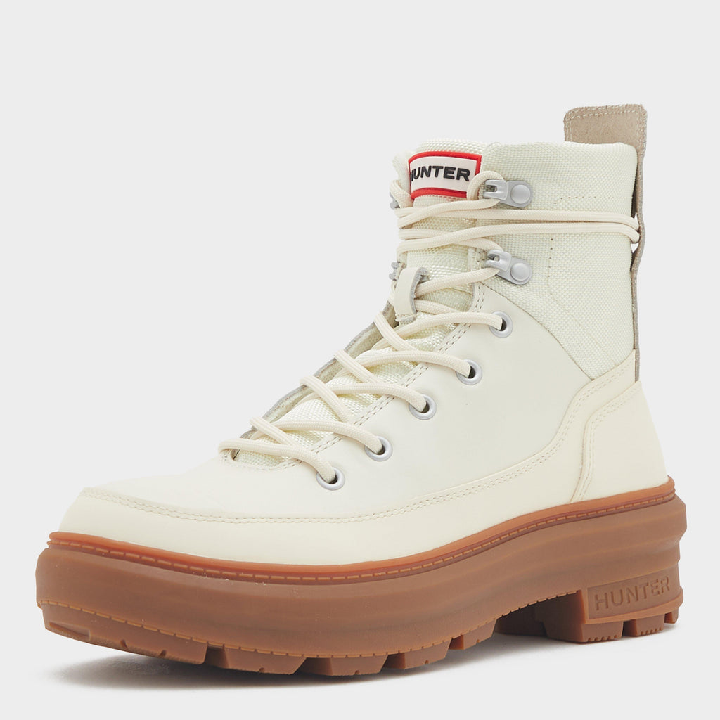Womens Rebel Explorer Leather Commando Boots Shaded White/Gum