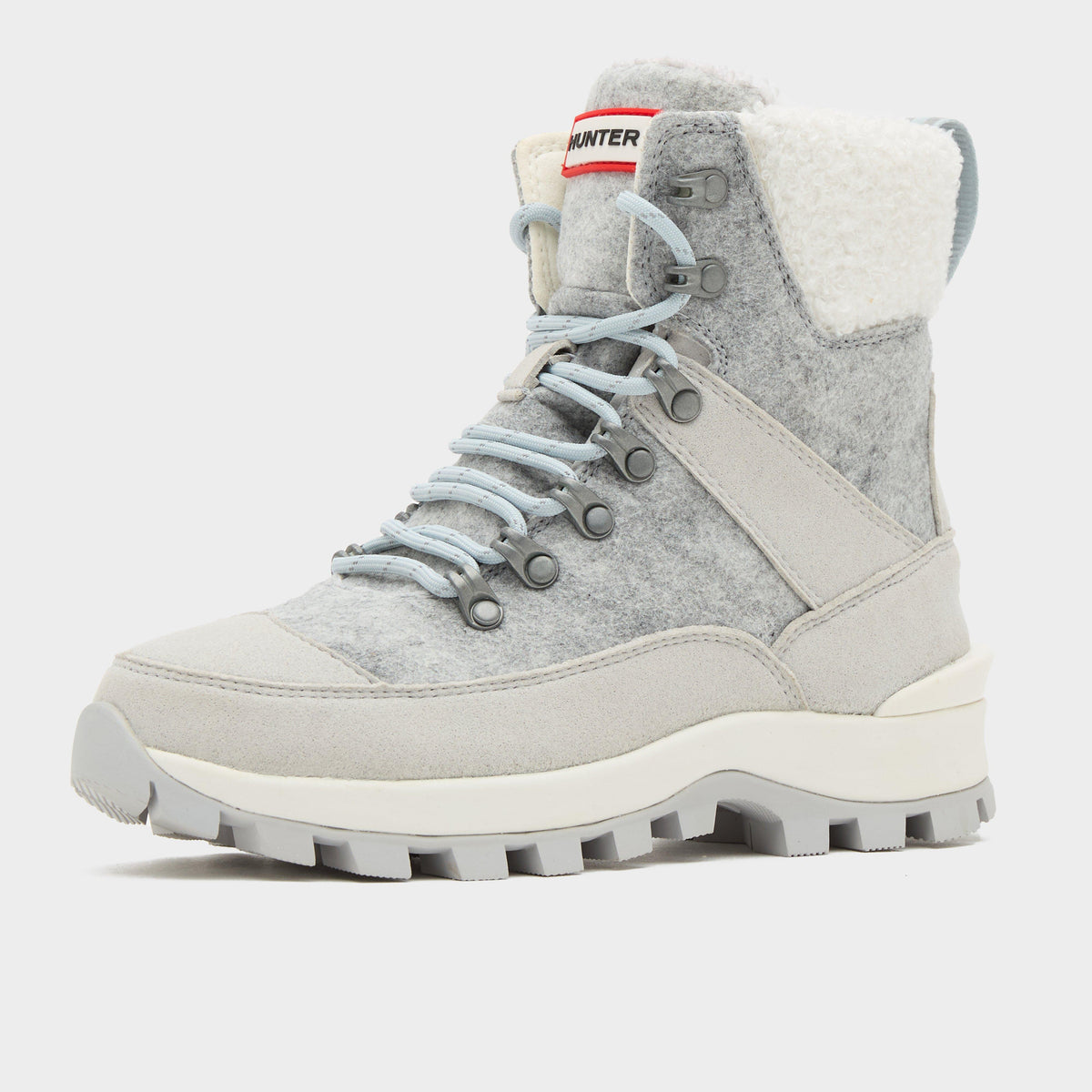 Womens Felt Commando Boots Grey