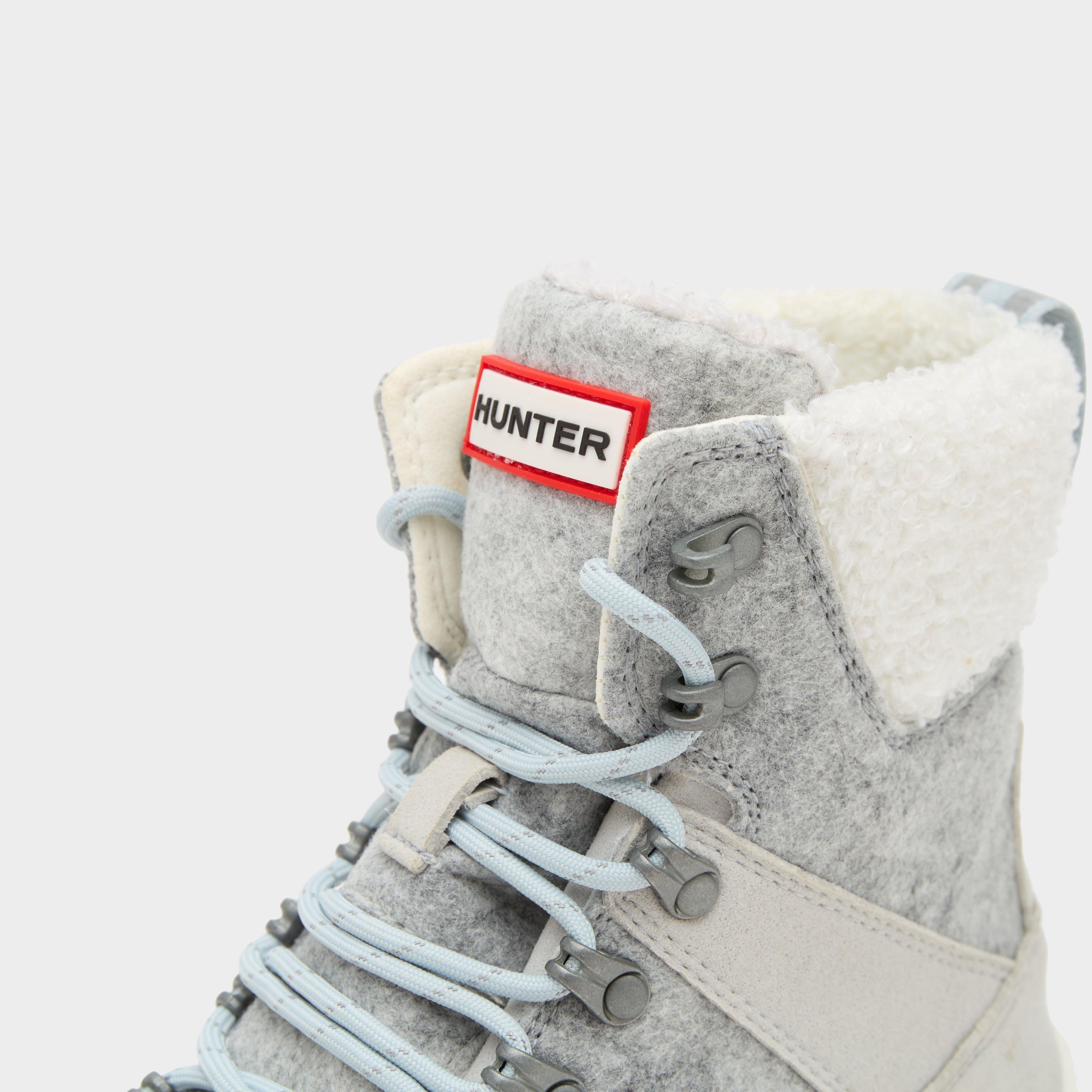 Womens Felt Commando Boots Grey