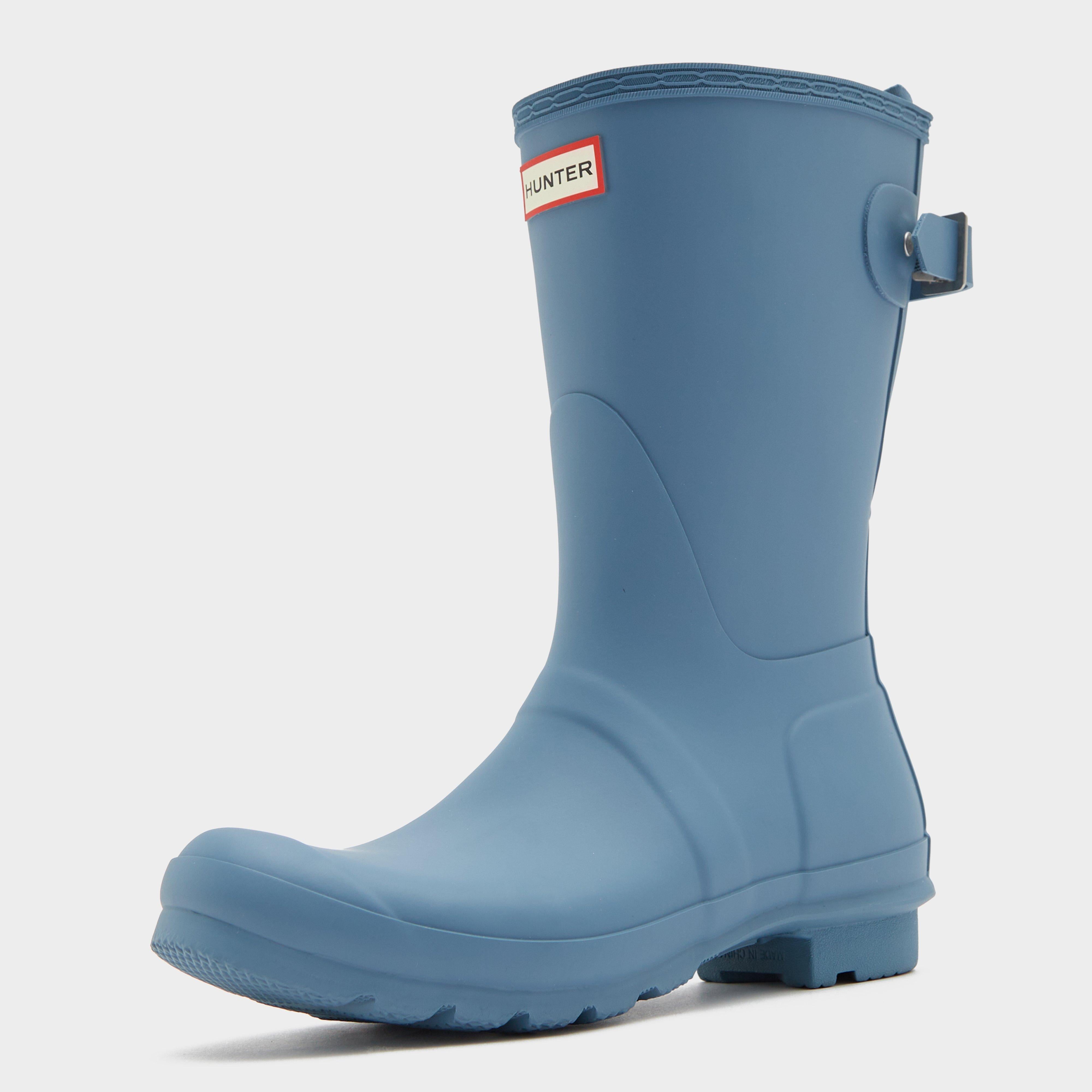 Womens Short Back Adjustable Wellington Boots Blue