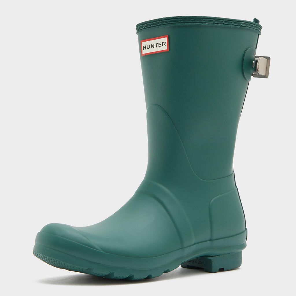 Womens Short Back Adjustable Wellington Boots Green