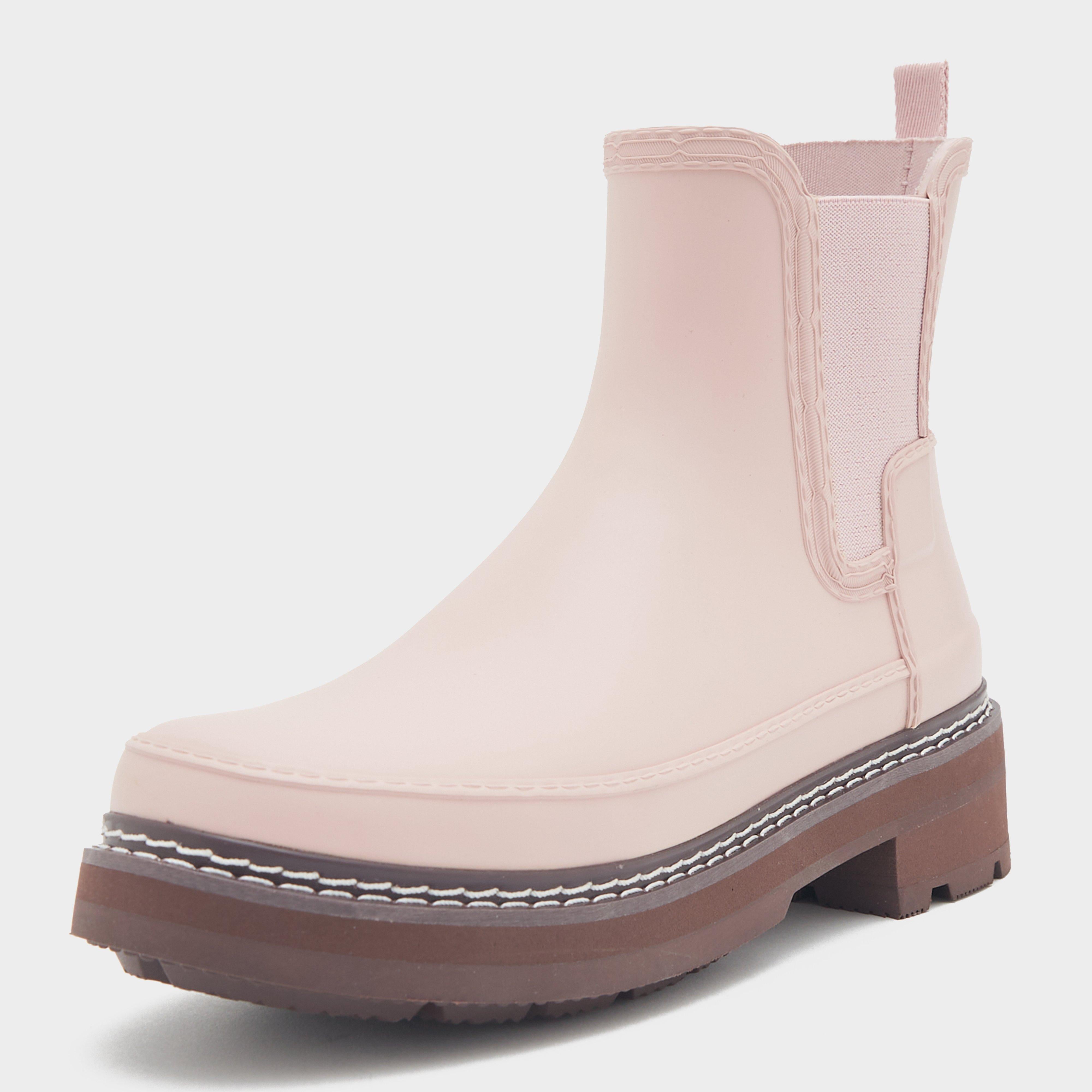 Womens Refined Stitch Detail Chelsea Wellington Boots Pink
