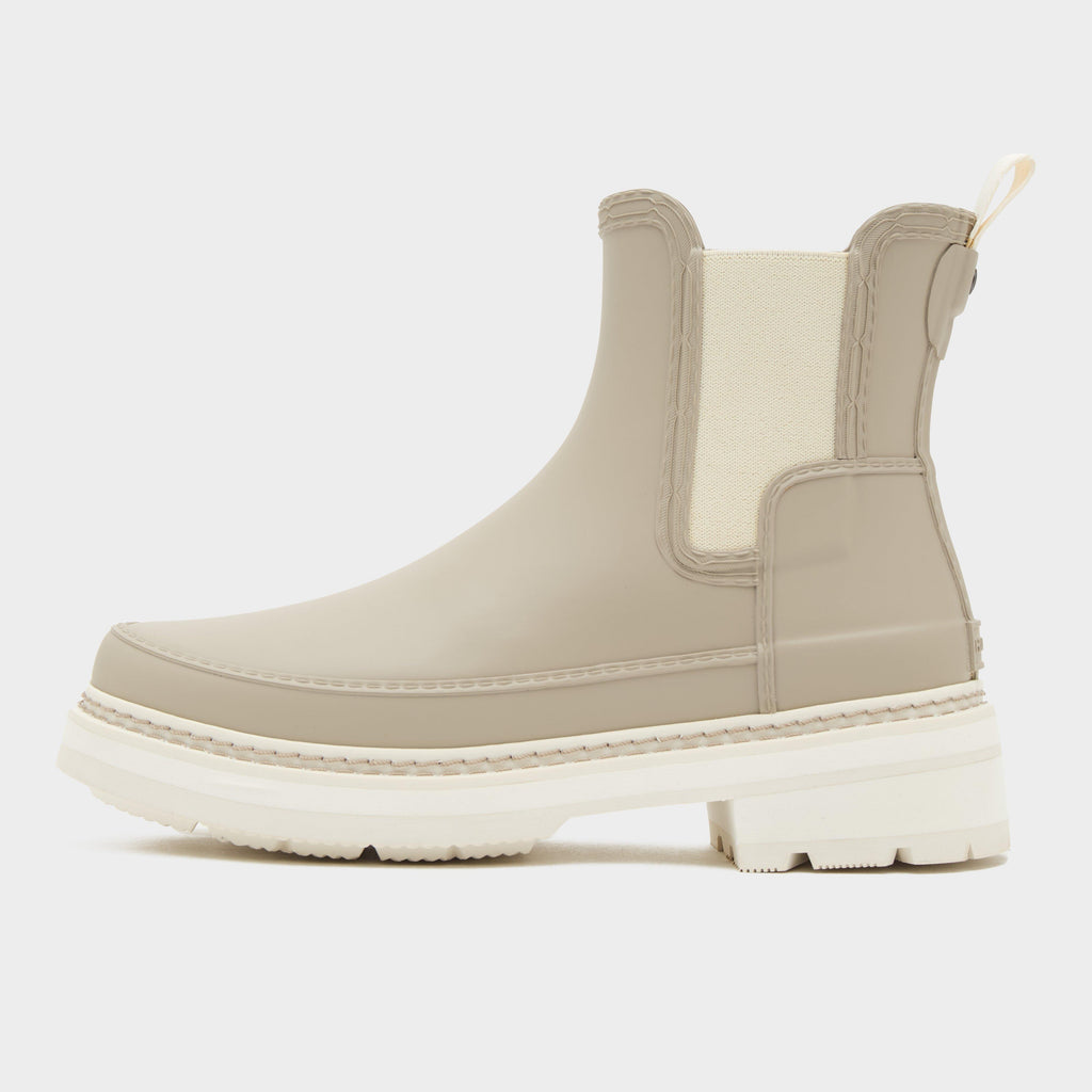 Womens Refined Stitch Detail Chelsea Wellington Boots Skimming Stone/White