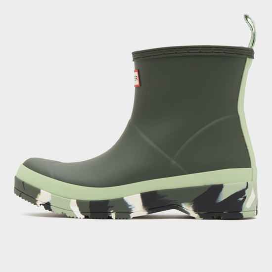 Womens Play Short Splash Sole Rain Wellington Boots Dark Olive/Everglade Green/Black