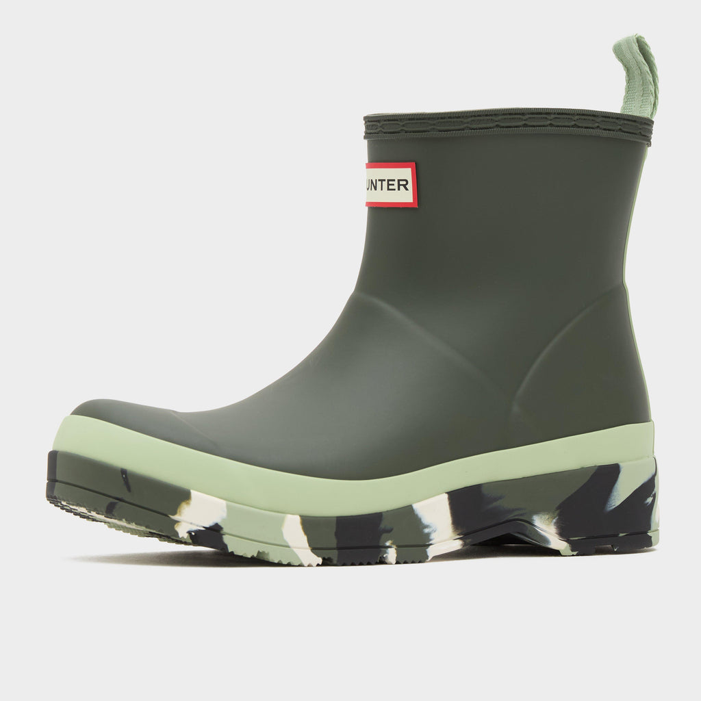 Womens Play Short Splash Sole Rain Wellington Boots Dark Olive/Everglade Green/Black