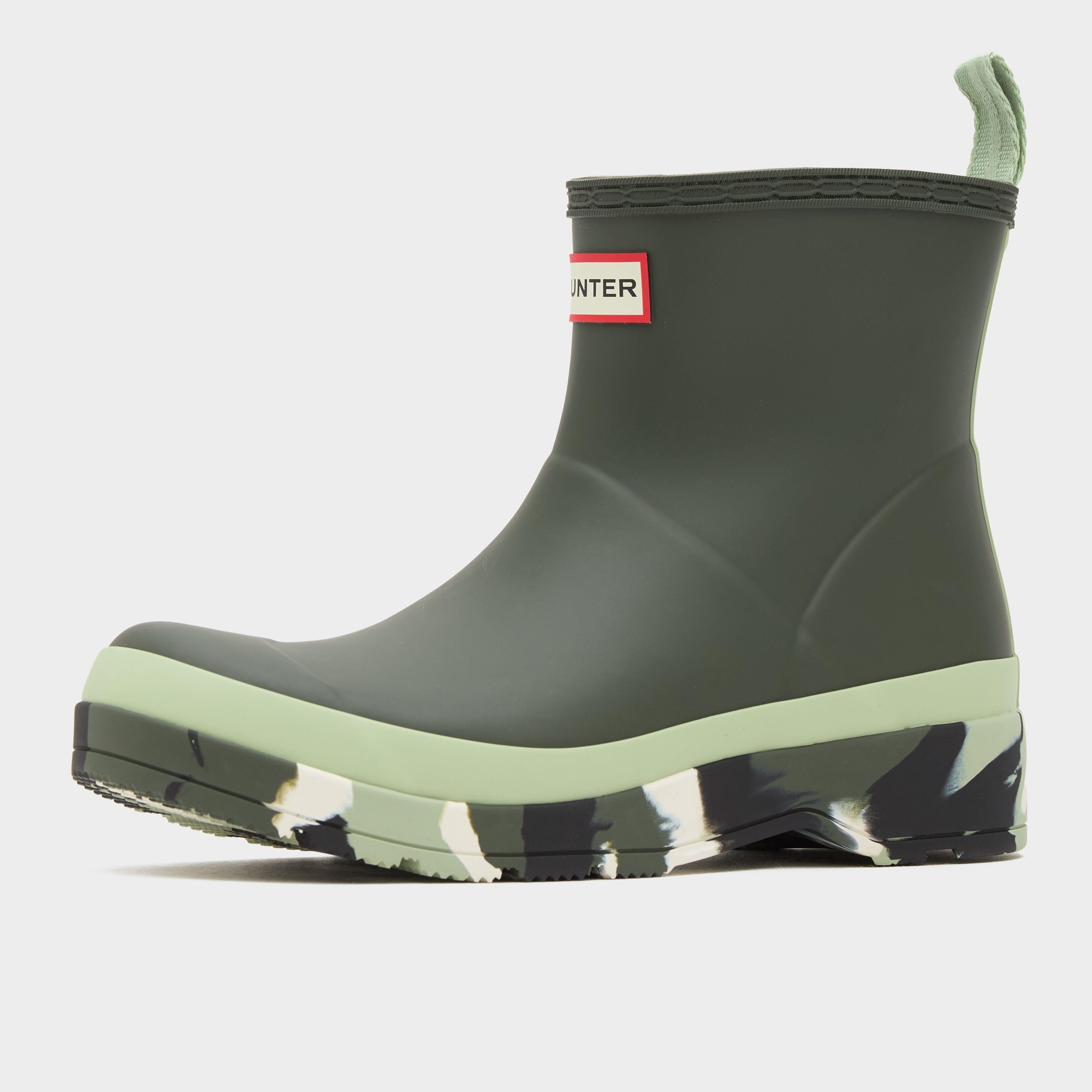 Womens Play Short Splash Sole Rain Wellington Boots Dark Olive/Everglade Green/Black
