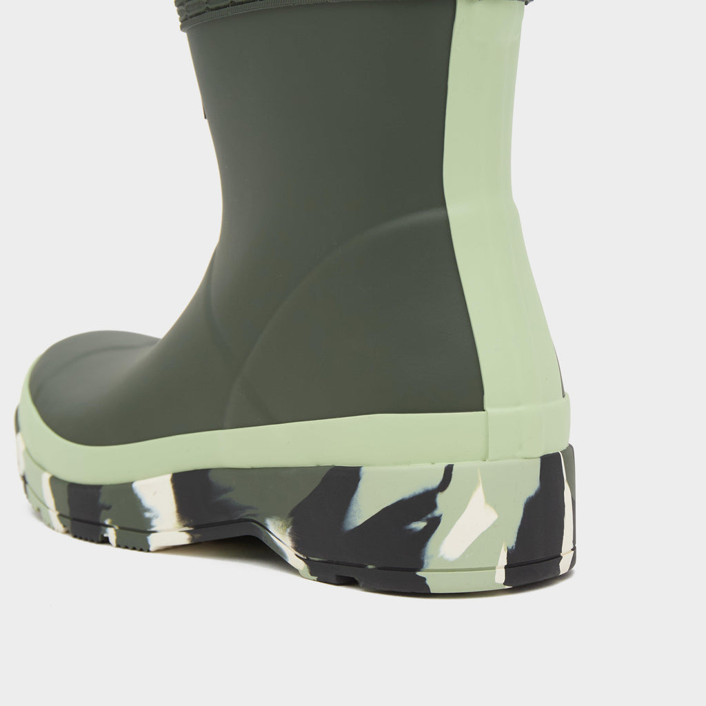 Womens Play Short Splash Sole Rain Wellington Boots Dark Olive/Everglade Green/Black