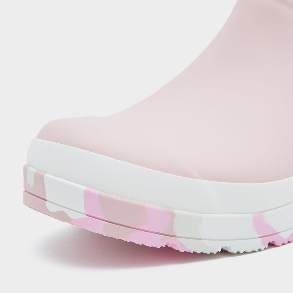 Womens Play Short Splash Sole Rain Wellington Boots Baby Pink/White