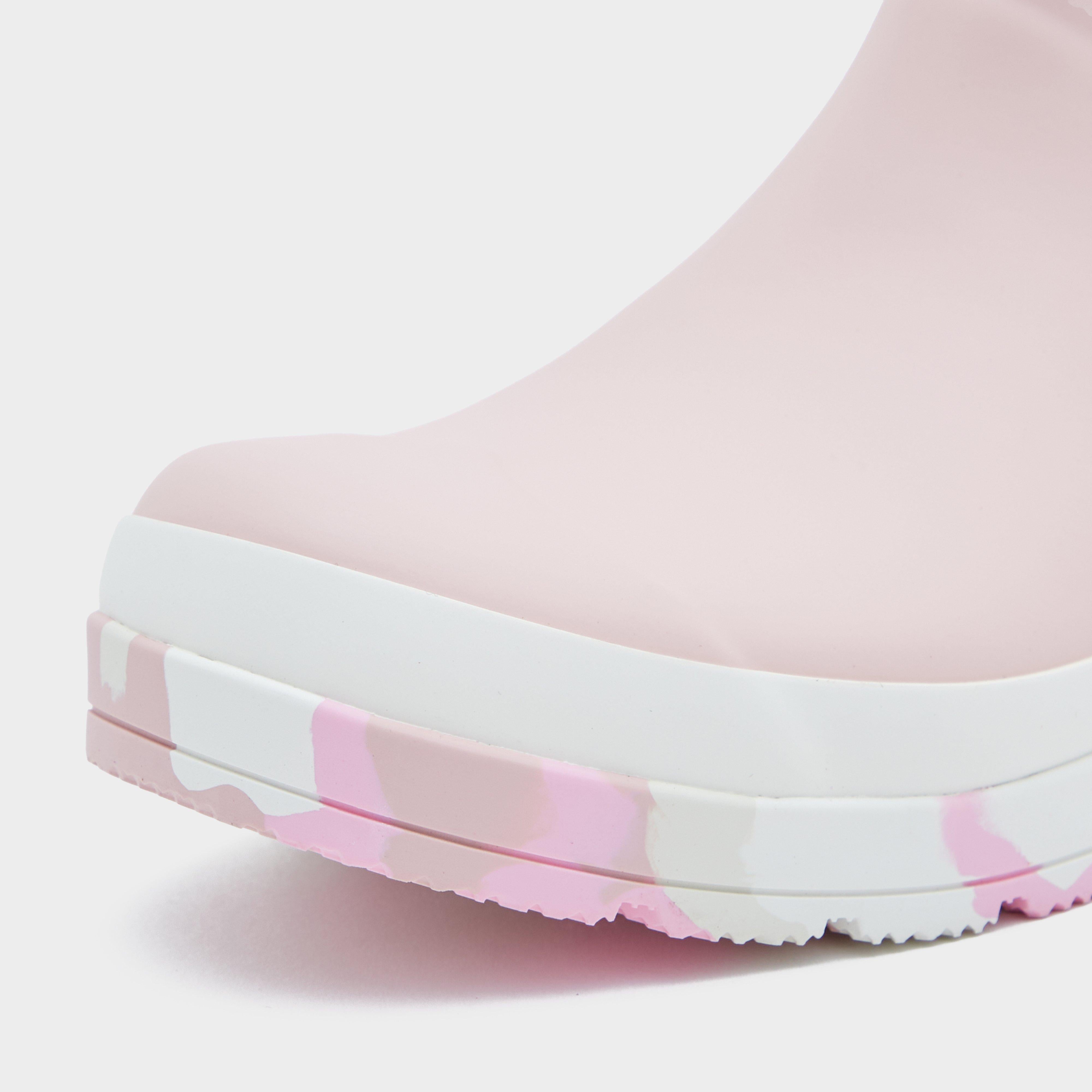 Womens Play Short Splash Sole Rain Wellington Boots Baby Pink/White