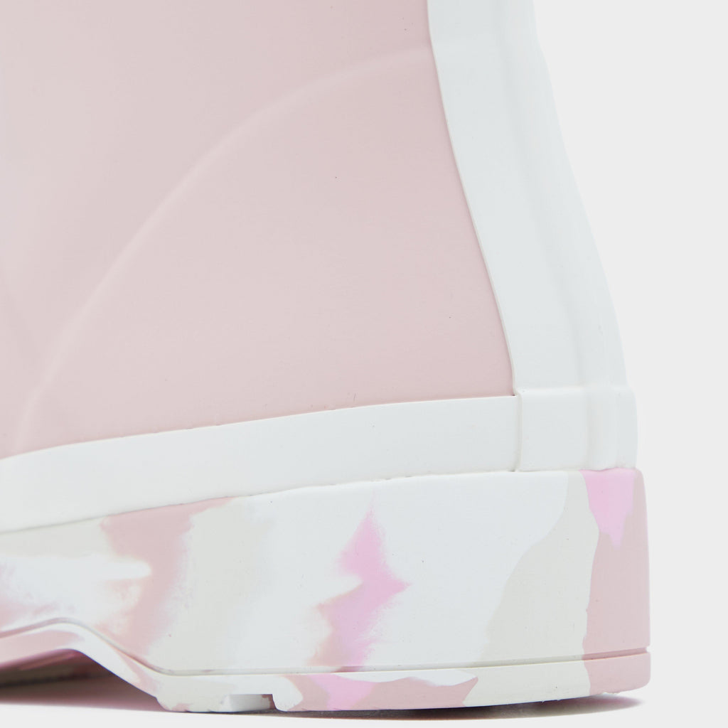 Womens Play Short Splash Sole Rain Wellington Boots Baby Pink/White