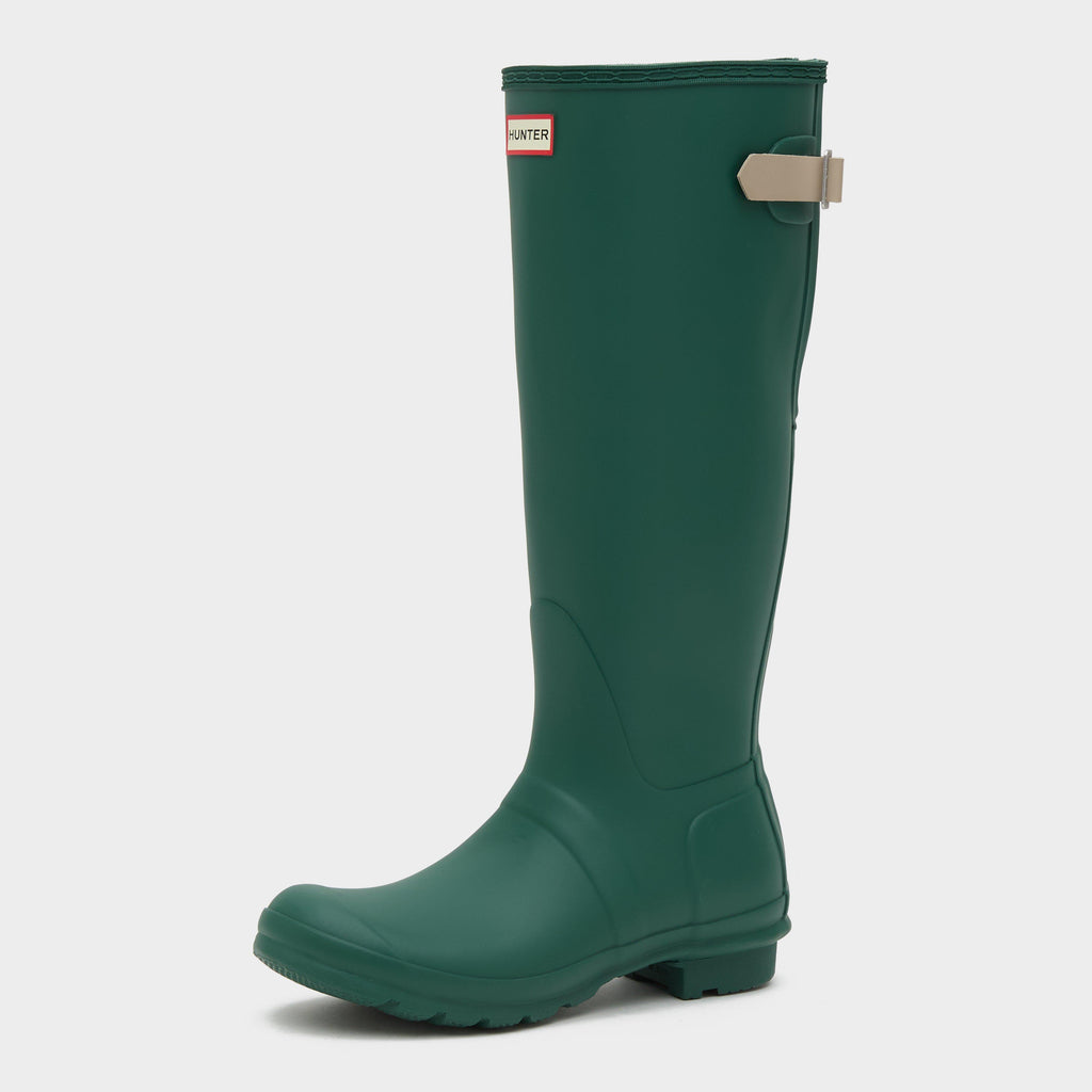 Womens Tall Back Adjustable Wellington Boots Green