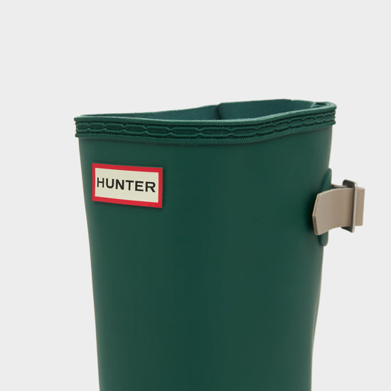 Womens Tall Back Adjustable Wellington Boots Green