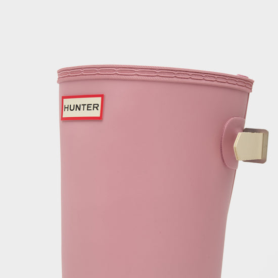 Womens Tall Back Adjustable Wellington Boots Light Pink