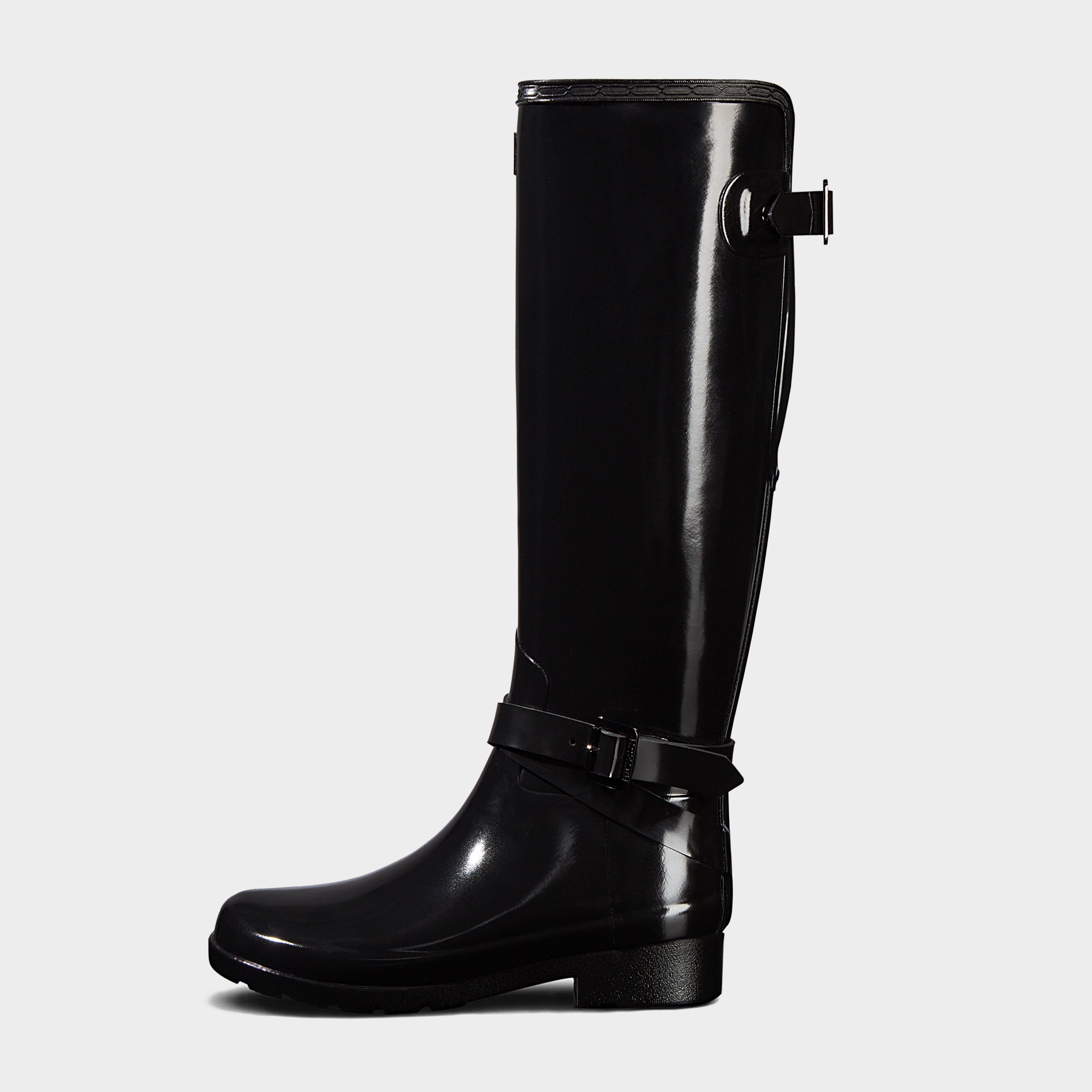 Womens Original Refined Back Adjustable Tall Gloss Wellington Boots Black
