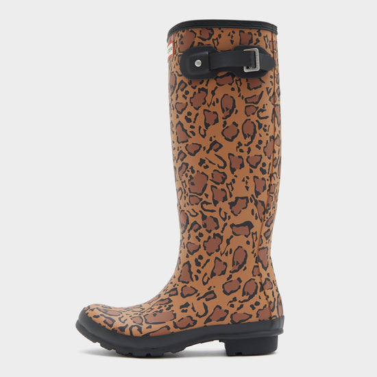Womens Original Tall Leopard Print Wellington Boots Black/Brown