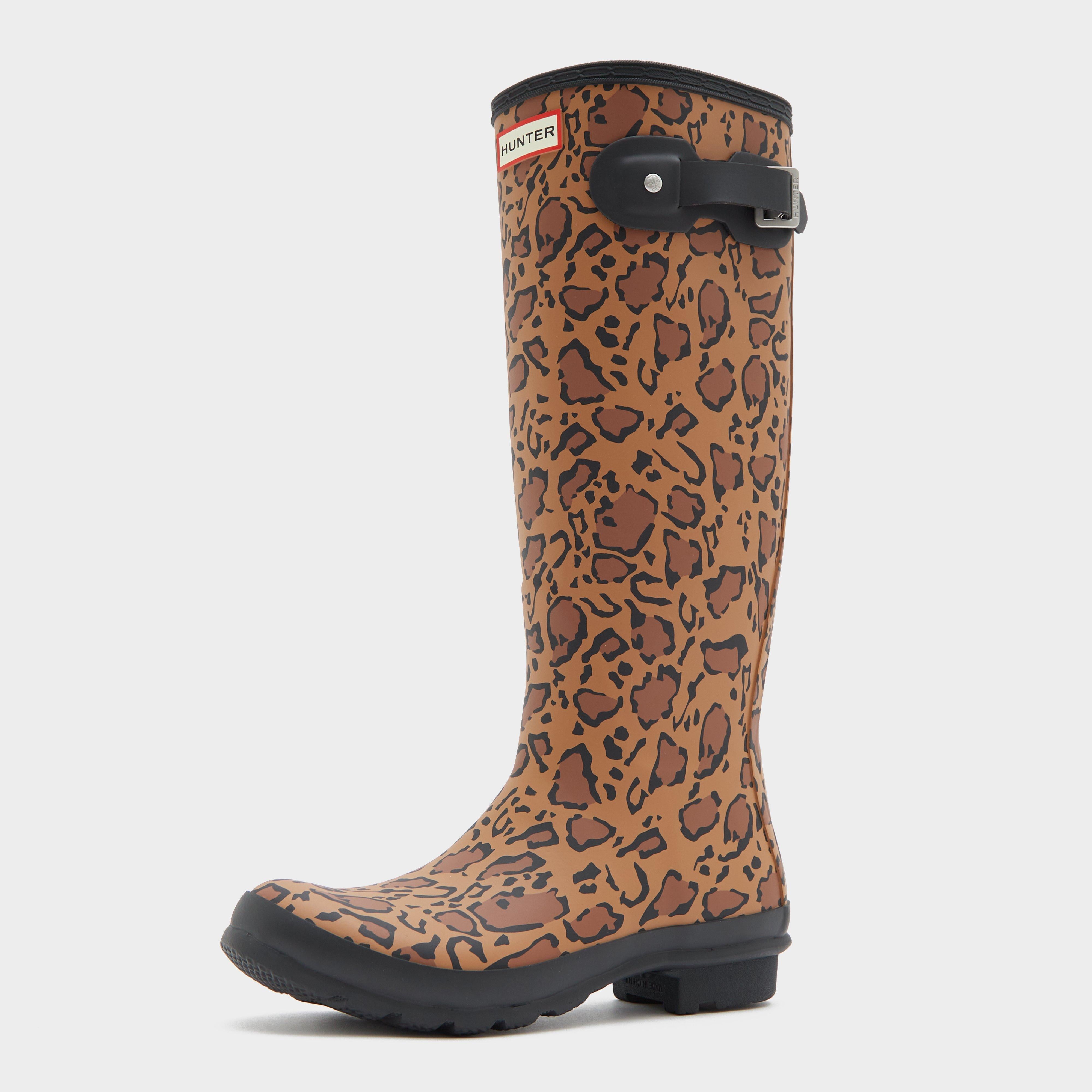 Womens Original Tall Leopard Print Wellington Boots Black/Brown