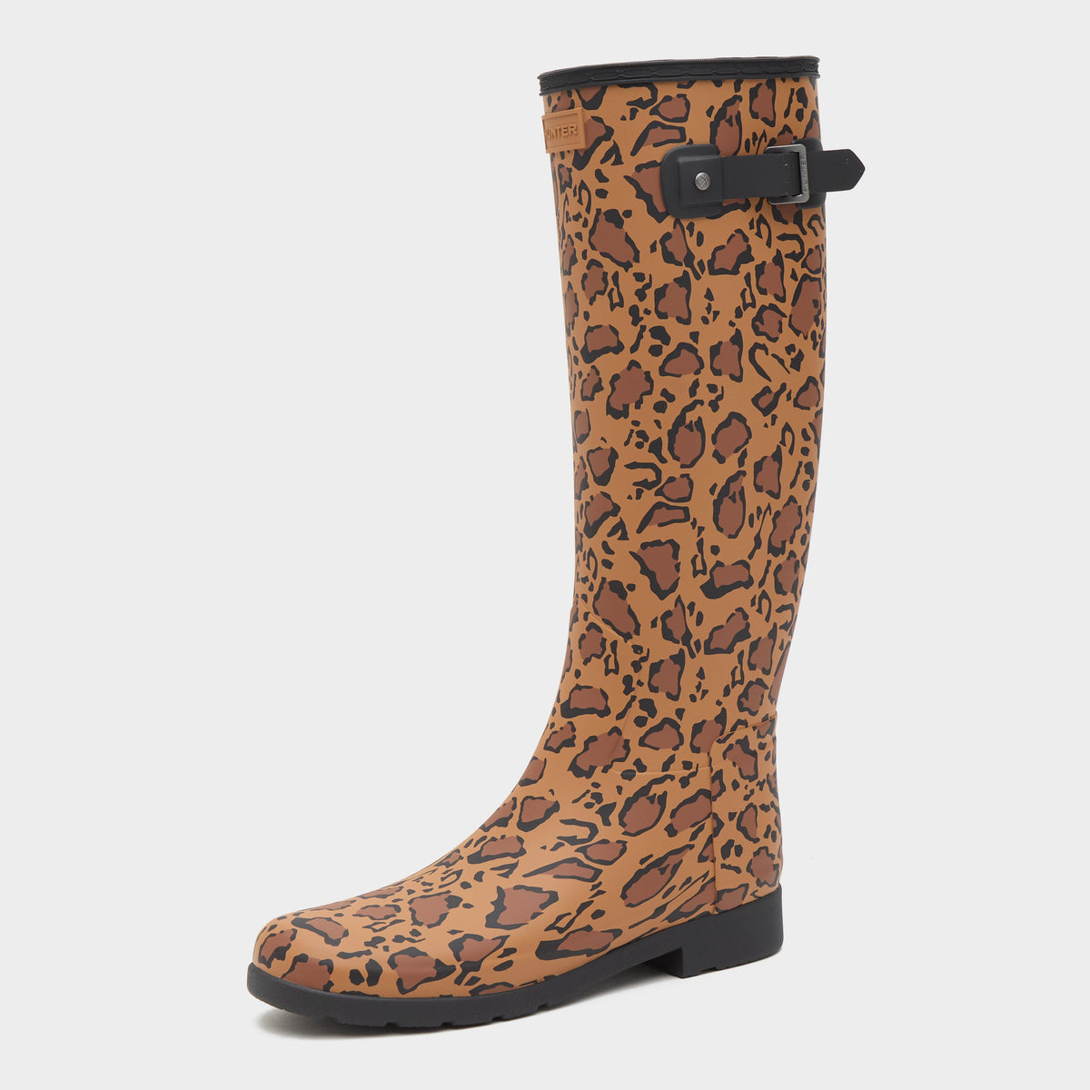 Womens Refined Tall Leopard Print Wellington Boots Rich Tan/Saddle