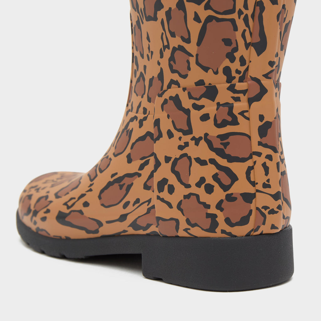 Womens Refined Tall Leopard Print Wellington Boots Rich Tan/Saddle
