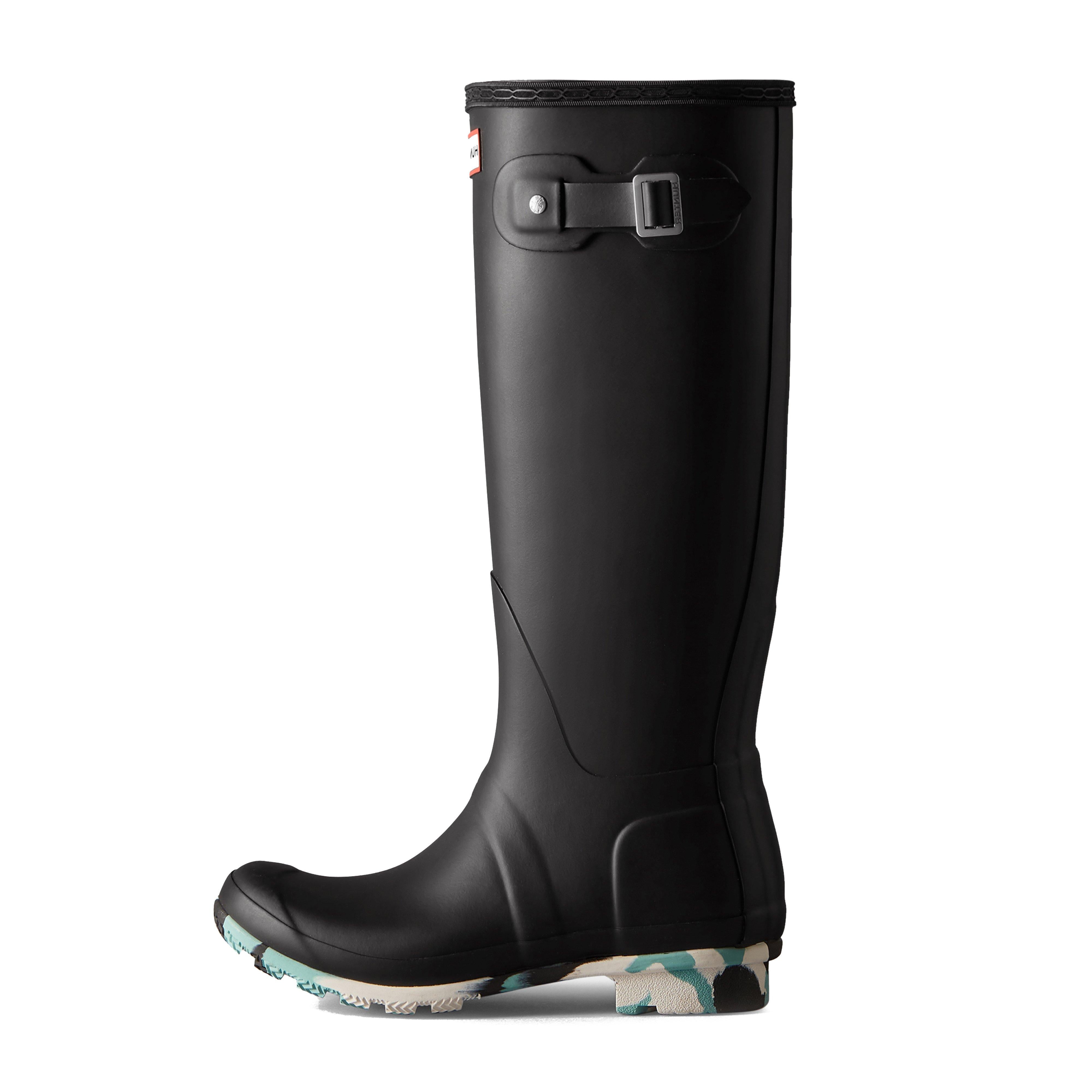 Womens Original Tall Splash Sole Wellington Boots Black/White Willow/Birdseye Blue