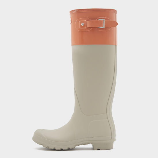 Womens Original Tall Colour Block Wellington Boots Skimming Stone/Coral