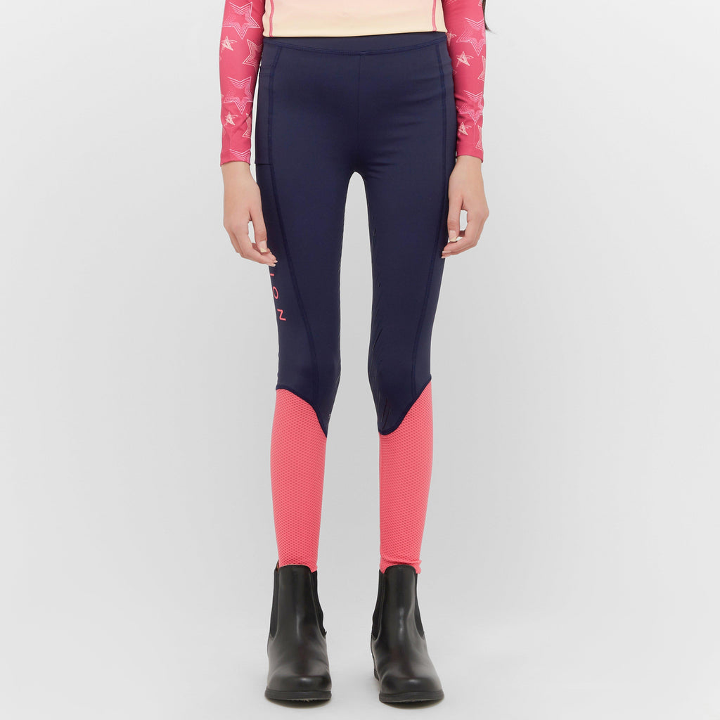 Young Rider Rhythm Mesh Riding Tights Navy