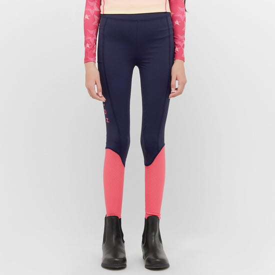 Young Rider Rhythm Mesh Riding Tights Navy