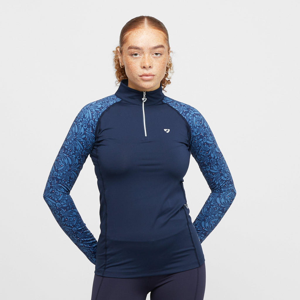 Womens Hyde Park Base Layer Navy Paisley