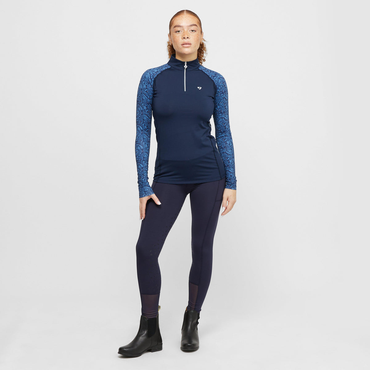 Womens Hyde Park Base Layer Navy Paisley
