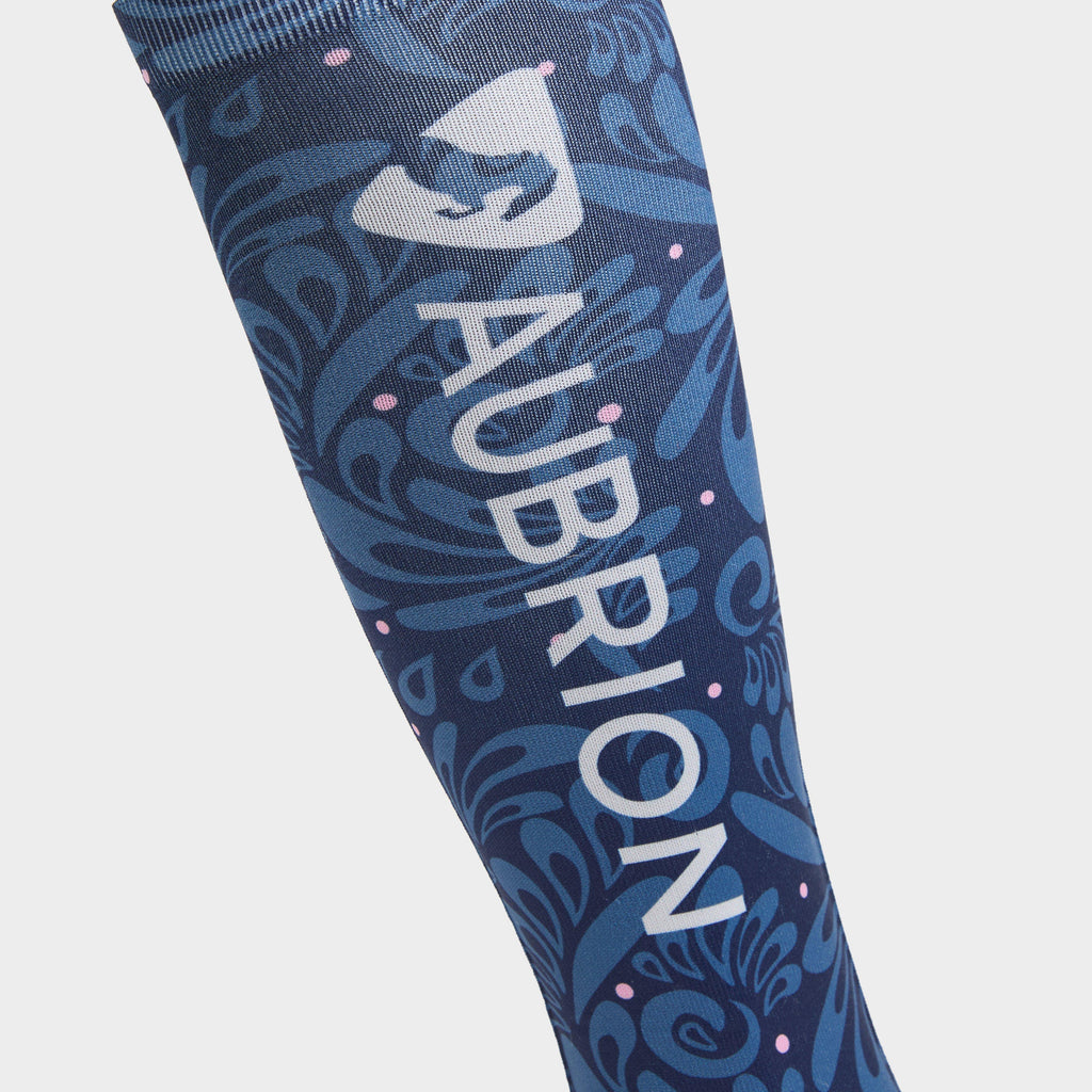 Womens Hyde Park Socks Navy Paisley