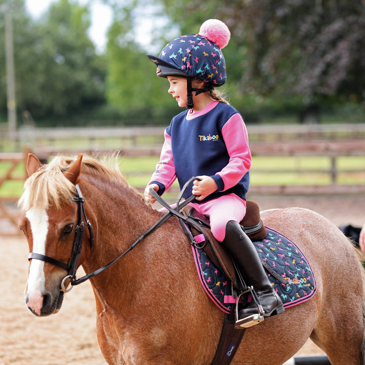 Kids Hat Cover Pink Horse