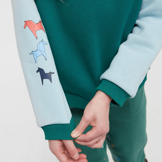Kids Sweatshirt Green Horse