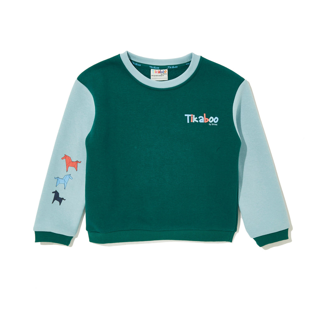 Kids Sweatshirt Green Horse
