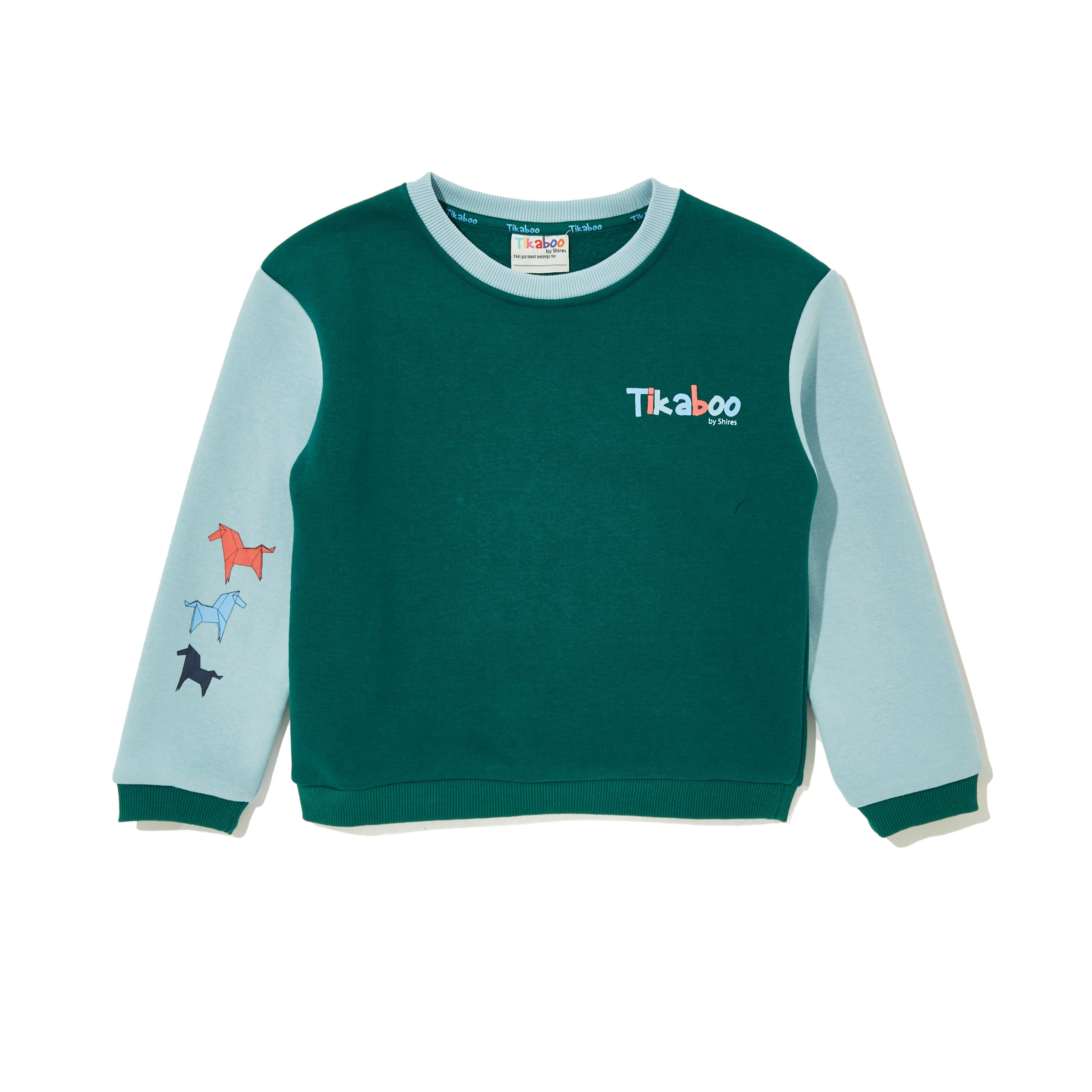 Kids Sweatshirt Green Horse