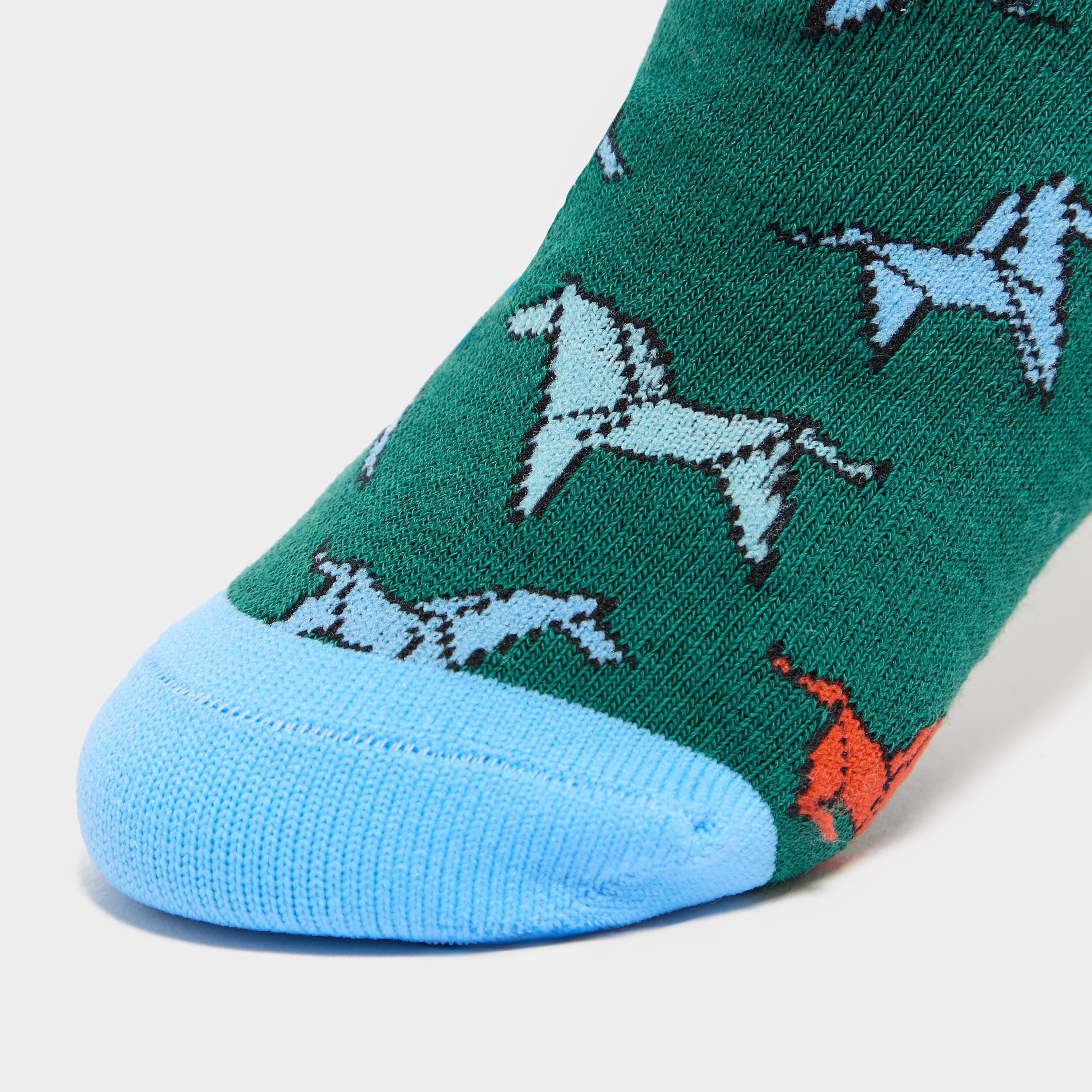 Kids Ankle Socks Green Horse