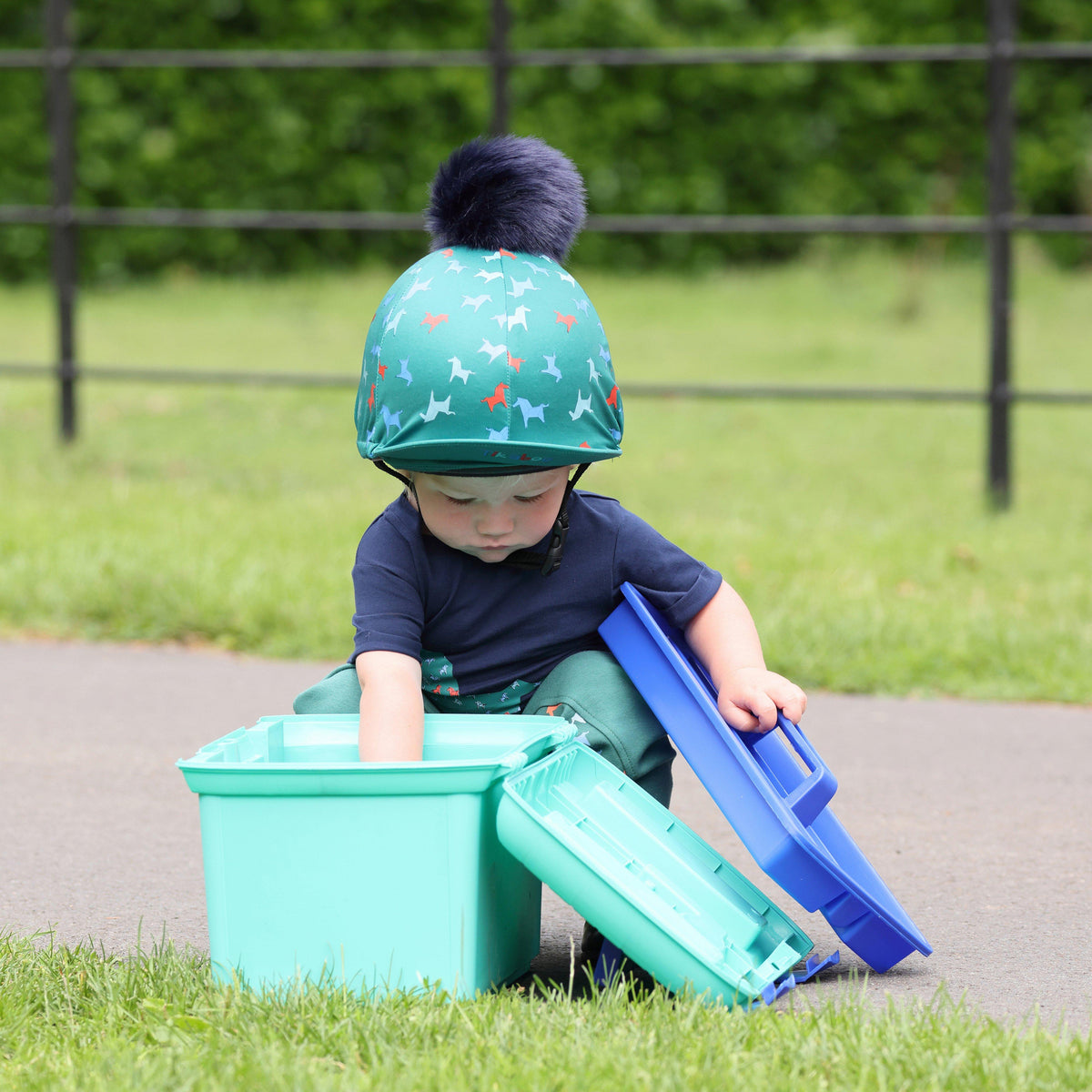 Kids Hat Cover Green Horse