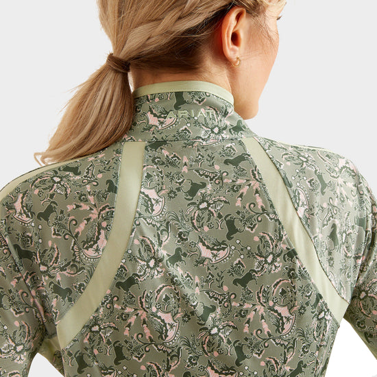 Womens Sunstopper 3.0 1/4 Zip Base Layer Green Baroque