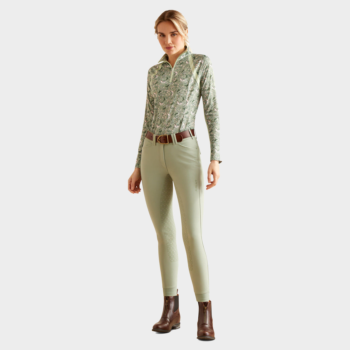 Womens Sunstopper 3.0 1/4 Zip Base Layer Green Baroque